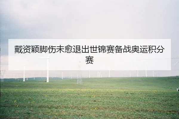 戴资颖脚伤未愈退出世锦赛备战奥运积分赛